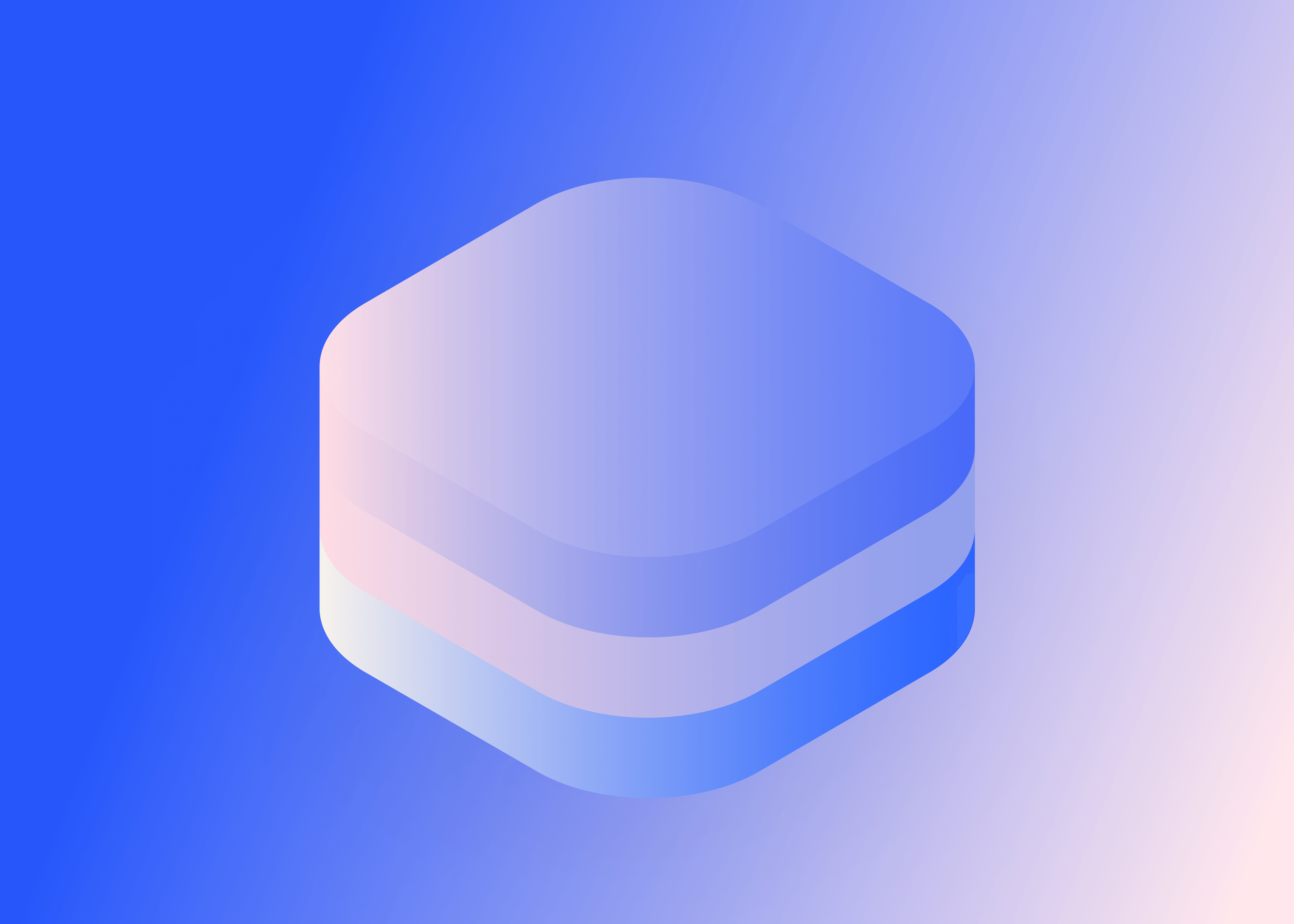 An isometric illustration of three rounded 3D layers stacked vertically against a soft blue gradient background. The stacked blocks represent the three levels of maturity in a high-performance, sustainable retail media program, styled with blue and lavender gradients.